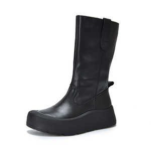 Bottes hautes décontractées pour femmes en cuir souple, style décontracté, cuir verni froissé, bottes cuissardes pour femmes - Product Image 4