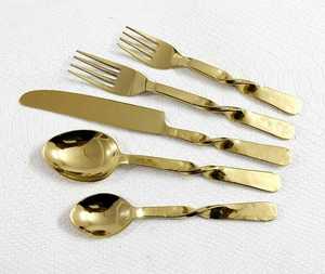 Ensemble de couverts en acier inoxydable plaqué or personnalisé, 5 pièces, vaisselle de table, ustensiles de cuisine, vente chaude, ensembles de couverts - Product Image 3