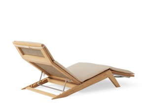 Muebles de exterior de madera de teca maciza de alta calidad, tumbona de diseño moderno con cojín impermeable para patios o jardines de Hotel - Product Image 6