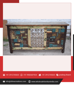 Sustainable Reclaimed Wood Eco-Friendly Storage Organizer <b>Rack</b> Brown Antique Sofa for Home Office Apartment Bedroom Living Room - Product Image 2