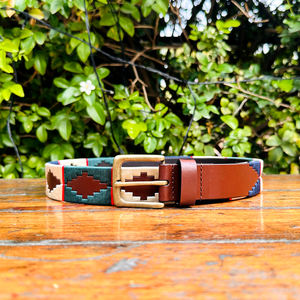 Ceinture en cuir de polo pour jeunes fabriquée à la main à moitié blanc rouge marine boucle en laiton massif qualité supérieure longueur personnalisée cuir - Product Image 3