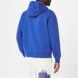 Sweat à capuche unisexe bleu royal avec logo minimaliste Sweat à capuche bleu uni pour hommes Streetwear décontracté Sweat à capuche de couleur unie - Product Image 4