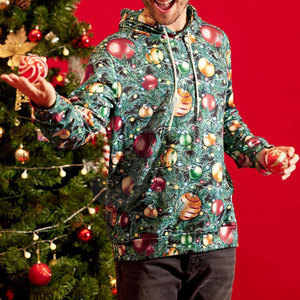 Sudadera con Capucha para Hombre, Diseño Navideño de Invierno, Cierre de Cremallera, Color Sólido, Alta Calidad, Colores Personalizados, Algodón/Poliéster, Secado Rápido - Product Image 4