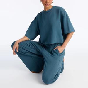 Conjunto de 2 Piezas para Mujer, Pantalones Cortos y Top, Estilo Y2K, Pantalones Anchos, Ropa de Estar en Casa, 100% Algodón, Ecológico, Transpirable, para Uso Diario - Product Image 3