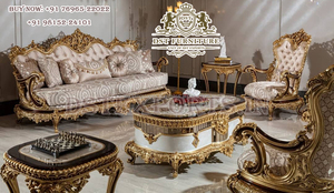Meubles de salon sculptés à la main de style classique meubles de maison de luxe 5 places meubles de salon de style français de luxe - Product Image 5