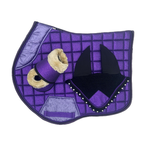 ชุดแผ่นอานแวววาวสำหรับขี่ม้าพร้อมรองเท้าขี่ม้าและหมวกหูชุดแผ่นอานแต่งโลโก้ได้ตามต้องการ - Product Image 2