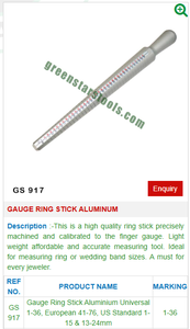 <b>Gauge</b> Ring Stick Aluminium GS 917 Jewelry Tools for Jewelry Tools - Product Image 2