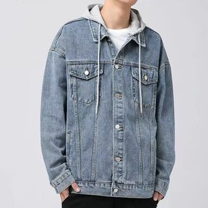 Vestes en jean d'hiver noir/bleu grande taille pour hommes, manteaux en denim chauds avec doublure en nylon, vêtements d'extérieur en coton pour l'automne - Product Image 6