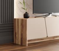 Moderno y Lujoso Mueble para TV Europa de 2 Piezas con Acabado Brillante Imitación Mármol para Sala de Estar y Uso Escolar, Fabricado en Turquía