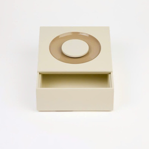 Beige Lacquered Multi Compartment <b>Box</b> With Oval Square Round Lids Decorative Organizer For Jewelry <b>Makeup</b> Home Office Storage - Product Image 6
