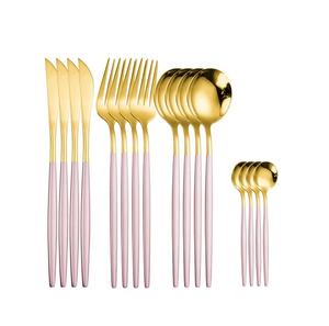Handicrafts Metal Flatware Set With White Long <b>Slim</b> Handle PVD Gold Coated for Dining <b>Table</b> Dinnerware Cutlery Sets - Product Image 3