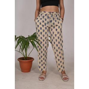 Block Print Cotton Pajama for <b>Women</b> Elastic Waist Sleepwear <b>Trousers</b> <b>Lightweight</b> Breathable Nightwear Pajamas - Product Image 1