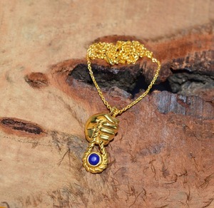 Colgante de Plata de Ley 925 con Baño de Oro y Piedra de Lapislázuli Estilo Boho para Mujer, Regalo de Aniversario - Product Image 2