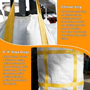 Bolsa a granel FIBC tipo Ton Bag, duradera, de fondo plano, con doble correa de sujeción, de material plástico para construcción, cemento y materiales de construcción. - Product Image 5