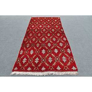 Alfombra de lana Roja turca Vintage 4,2X8,6 pies área grande rectángulo patrón abstracto para entrada pasillo 10mm de espesor nuevo modelo - Product Image 1