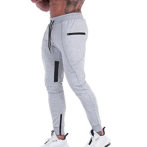 High Quality <b>Men's</b> <b>Gym</b> Jogger <b>Pants</b> Slim Fit Custom Logo Elastic Mid Waist Zipper Pockets Plain Cotton Polyester Casual Style - Product Image 2
