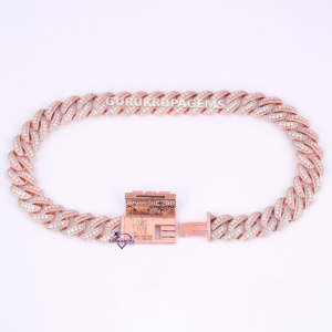Cadena de eslabones cubanos de 20 MM de alta calidad, oro rosa de 14 quilates con diamantes cultivados en laboratorio, collares de diseño único personalizados para Unisex - Product Image 6