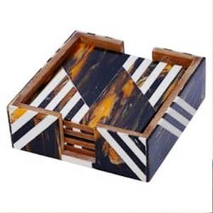Juego de posavasos personalizado de resina de mármol de madera de gran venta 581 con color natural y personalizado hecho en La India - Product Image 3