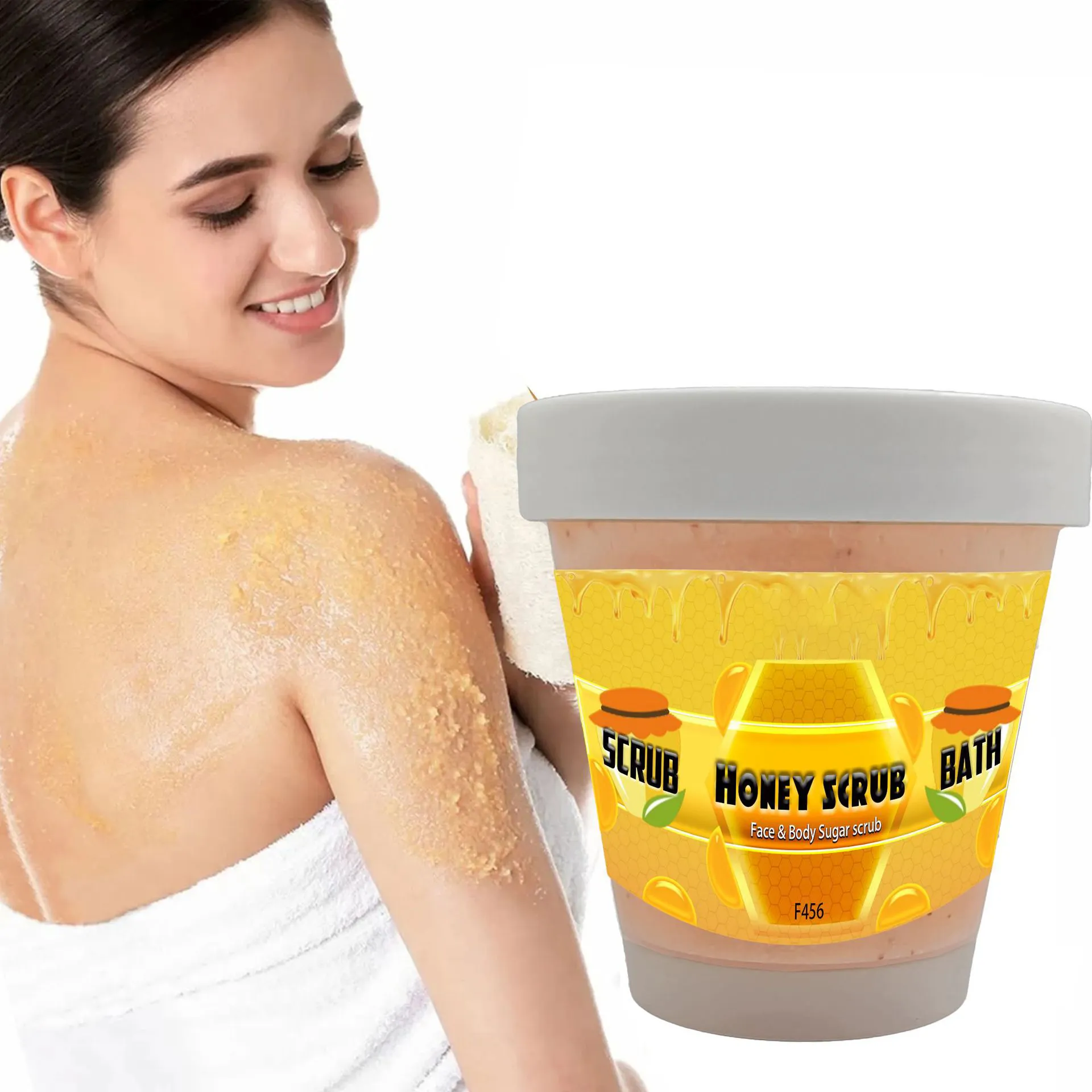 Personalizzato privato all'ingrosso nutriente zucchero filato per il corpo smalto esfoliante Pour Le Corps pulizia profonda del miele Scrub per il corpo