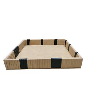 Abat-jour carré effilé en tissu blanc moderne avec poignée tressée, plateau de service en rotin naturel tressé, panier de rangement, organisateur de maison - Product Image 3