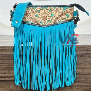 Goods Factory OEM Bulk Order Export Quality Design Lady Hand Tooled Suede Leather Women Small Shoulder Bags Vintage Fringe Purse - Product Image 1