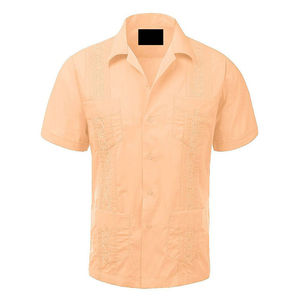 Camisa Guayabera Azul Zafiro a Precio de Fábrica, Camiseta Informal de Algodón Estilo Cubano para Hombre - Product Image 1