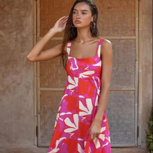 Tendances 2026 : Robe longue indienne imprimée à la main pour femme, robe de demoiselle d'honneur ukrainienne, légère et confortable pour l'été - Product Image 1