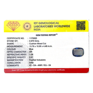 Iolita (Neeli) - Zafiro natural facetado de 4.85 quilates, gema suelta de corte esmeralda ovalado, azul claro, gris, violeta claro, certificado IGI - Product Image 4