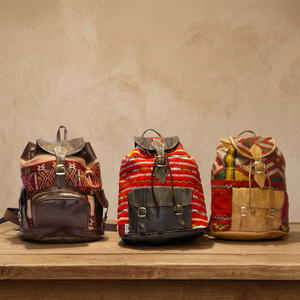Sac de voyage unisexe en toile Kilim fait main avec roulettes pivotantes, accents en cuir, fermeture éclair, style classique, durable - Product Image 2