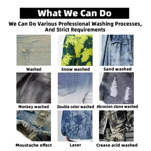 เสื้อแจ็กเก็ตยีนส์สำหรับผู้ชายเสื้อแจ็คเก็ตยีนส์ย้อมสีล้วนแบบหลวมระบายอากาศได้ดี - Product Image 4