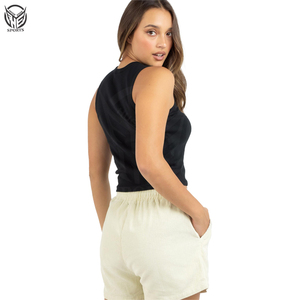 OEM impreso bordado ropa de mujer verano 2023 personalizado en blanco Crop Top al por mayor barato mujeres Casual algodón camiseta sin mangas para las mujeres - Product Image 3