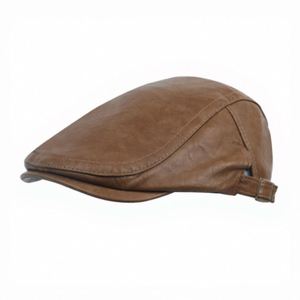 หมวกสไตล์อเมริกัน หมวกหนังทรง Forward Cap หมวกย้อนยุค แฟชั่นอเนกประสงค์ หมวกเบเร่ต์แนววรรณกรรม - Product Image 3