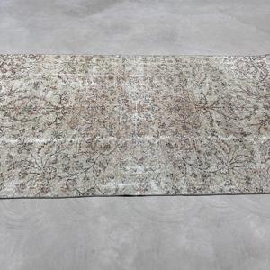 Turkish Vintage Area Rug 4.2x7.7 ft, Gray <b>Brown</b> Plants & trees <b>Wool</b> Rug - Product Image 4
