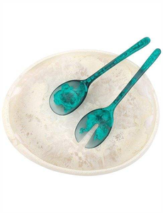 Juego de Servidores de Ensalada de Resina Vibrante Hechos a Mano 100% Resina para Uso Doméstico y Hotelero Incluye Cuchara para Helado y Servidor de Ensalada - Product Image 6