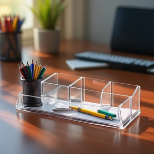 Plateau à stylos en acrylique transparent MAUL 22 x 3 x 10 cm, 1 compartiment pour organiser vos instruments d'écriture - Product Image 3