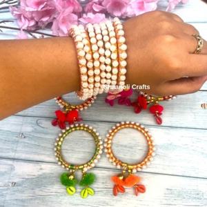 Artificial Attractive Gota Flower Silk Thread Bangle for Women Gorgeous Mehndi <b>Favour</b> Wedding Return Gift Bangles - Product Image 6