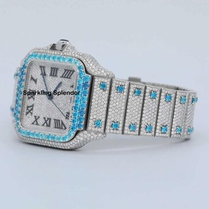 นาฬิกาเพชรโมอิสอะนาล็อกขนาด41มม. สไตล์ฮิปฮอปหรูหราปรับแต่งโลโก้ได้กันน้ำหน้าต่างทรงสี่เหลี่ยมทันสมัย - Product Image 3