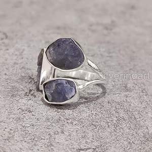 Anillo de Tanzanita Natural para Mujer, Piedra de Nacimiento de Diciembre, Anillo Ajustable de Tres Piedras, Joyería Hecha a Mano, Anillo de Plata de Ley 925 - Product Image 3