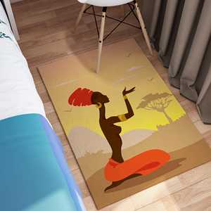 Alfombra con Estampado de Mujer Africana - Alfombra Étnica de Mujer, Alfombra de Terciopelo de Lujo - Product Image 4