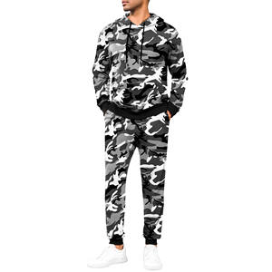Conjunto Deportivo Personalizable para Hombre, Sudadera con Capucha de Felpa de Algodón con Estampado de Camuflaje, Pantalones Deportivos Holgados, Estilo Urbano - Product Image 4