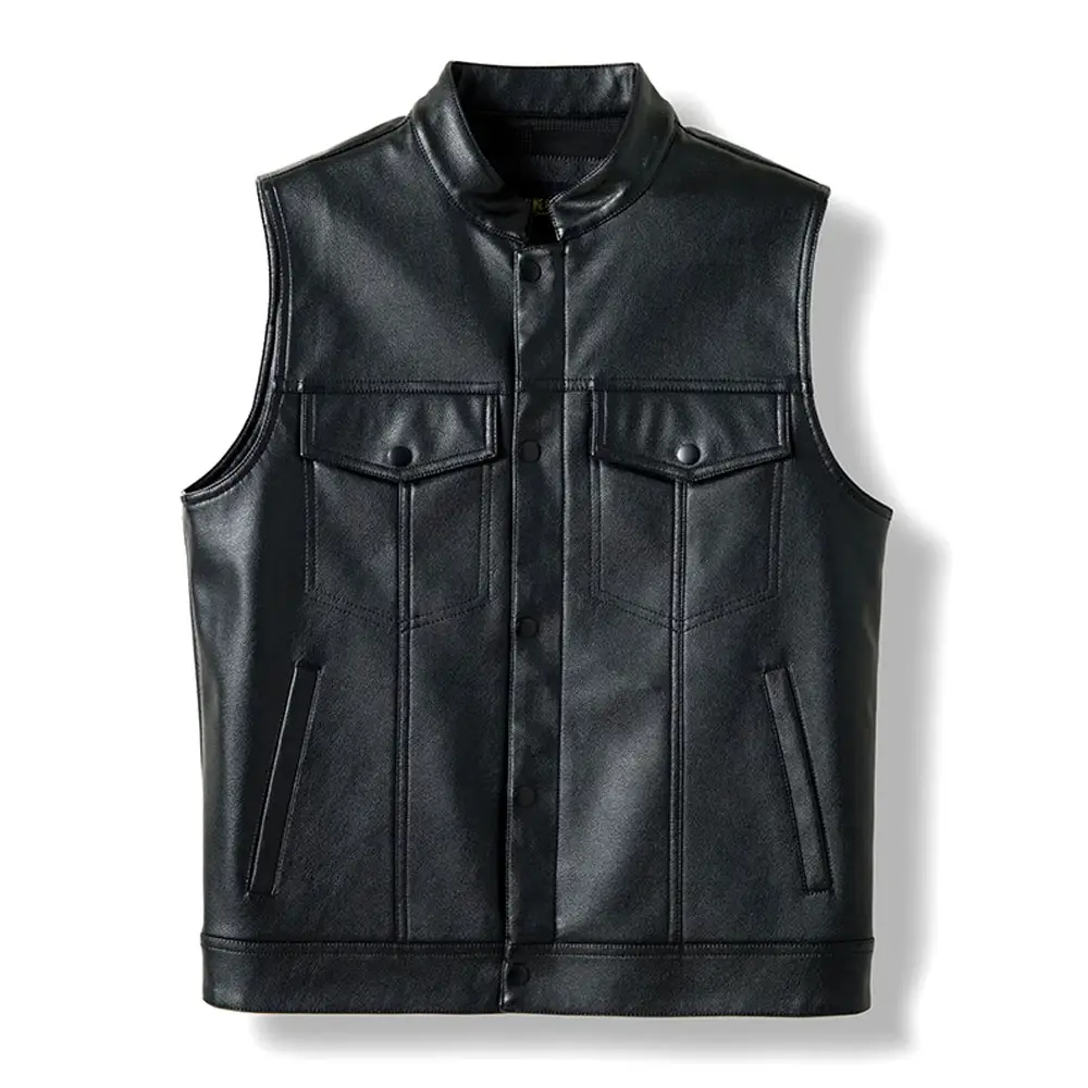 Novo Design Couro Biker Vest Motocicleta Moto Vest Para Homens Venda Quente Boa Qualidade Preço Couro Colete