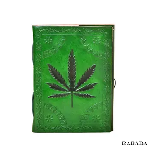 Leaf Embossed Green Leather Journal Handmade Journal Made of Handmade Woodfree Paper Antique Handmade Flower Mix Papers - Product Image 5