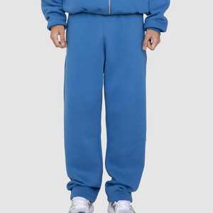 Ropa de calle de algodón con logotipo personalizado, conjunto de sudaderas con capucha y pantalones de chándal con cremallera recortada cuadrada, conjunto de fabricante, chándal deportivo de gran tamaño para hombre - Product Image 2