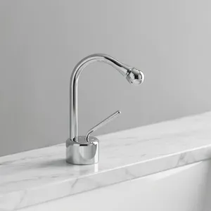 Robinet de bidet Gessi Goccia en chrome poli, robinet mélangeur design en chrome, design sculptural en forme de goutte d'eau, salles de bain modernes - Product Image 5