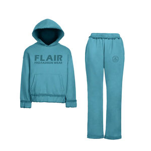 Survêtement en éponge française délavé à l'acide 100% coton pour hommes Logo personnalisé unisexe ensemble de pantalons de survêtement et de sweat à capuche - Product Image 1