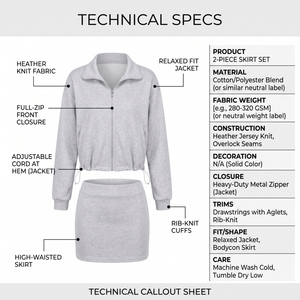 Women's Oversized Heather Grey Breathable Zip-Up Fleece Track Jacket with Stand Collar <b>Drop</b> Shoulder Toggle Hem 340g Fabric - Product Image 5