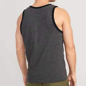 Camiseta sin mangas acanalada de algodón orgánico 100% para hombre con estampado personalizado OEM, cuello redondo sostenible de alta calidad, ajuste muscular, estilo de punto informal - Product Image 2
