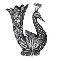 Figurine de paon décorative en métal argenté, statue d'oiseau haut de gamme pour la maison, le bureau, le salon, l'étagère, la table, décoration contemporaine pour la maison