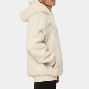 Sweat à capuche en laine d'agneau surdimensionné personnalisé couleur unie sweats à capuche vierges sweats à capuche unisexe hiver Sherpa laine d'agneau - Product Image 3