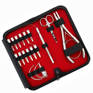 Professional Hair Extension Kit with Micro <b>Bead</b> Pliers Sectioning Clips Loop Tool <b>Needles</b> Scissors Salon DIY Use - Product Image 1